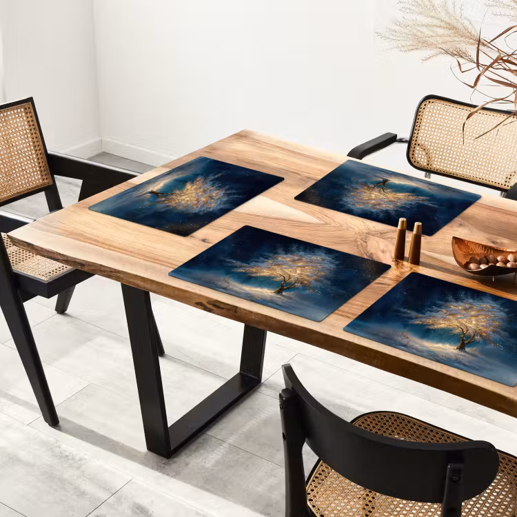 Tovaglietta in vinile - Albero della vita - Notte - Buio - Blu — 4