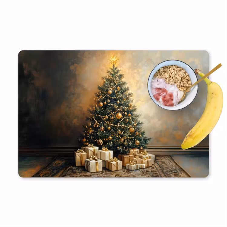 Tovaglietta in vinile - Albero di Natale - Regali - Oro — 1