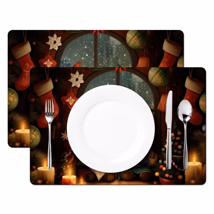 Tovaglietta in vinile - Gnomi - Natale - Finestra - Colorati — 2