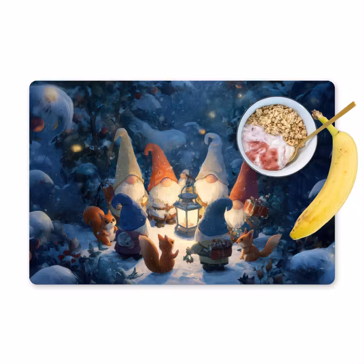 Tovaglietta in vinile - Inverno - Gnomi - Scoiattoli - Multicolore — 1