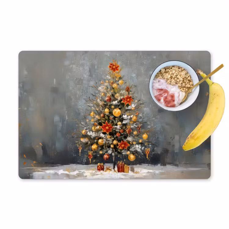 Tovaglietta in vinile - Albero di Natale - Regali - Rosso - Oro — 1