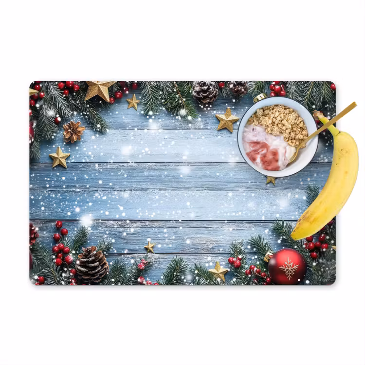 Tovaglietta in vinile - Cornice natalizia - Neve - Multicolore — 1