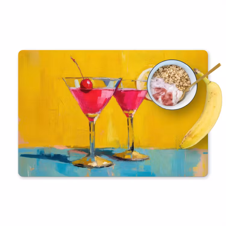 Tovaglietta in vinile - Bicchieri - Cocktail - Limone - Ciliegia — 1