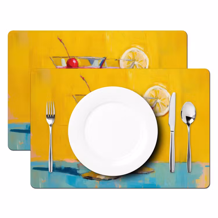 Tovaglietta in vinile - Bicchieri - Cocktail - Limone - Ciliegia — 2