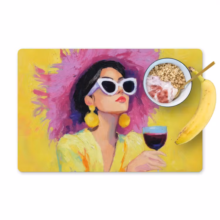 Tovaglietta in vinile - Donna - Cappello - Viola - Vino — 1