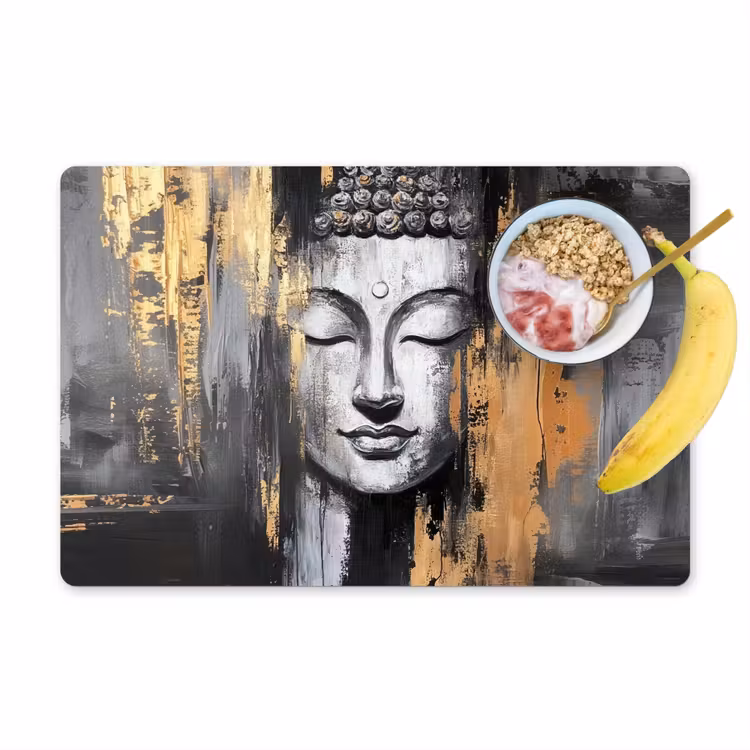 Tovaglietta in vinile - Buddha - Pennellate - Oro - Astratto — 1