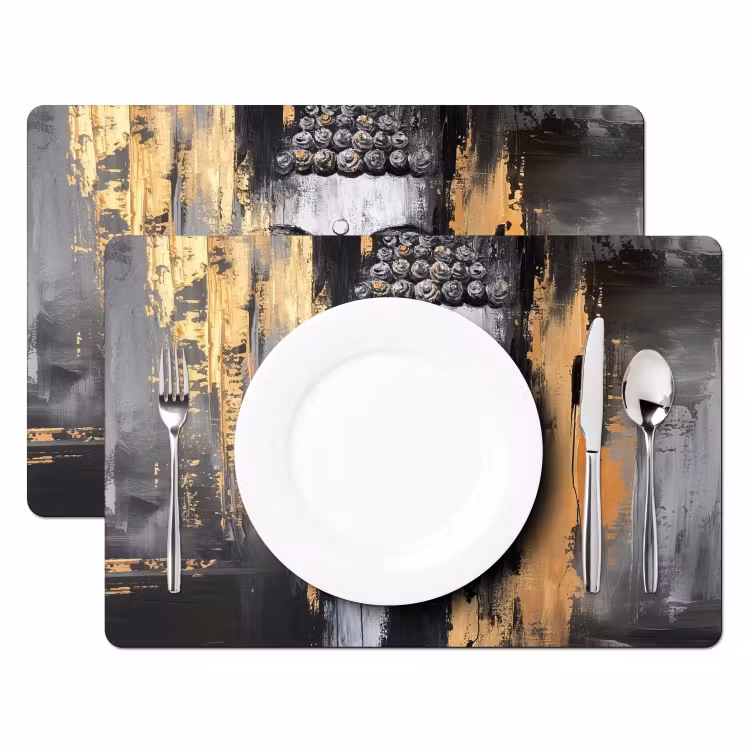 Tovaglietta in vinile - Buddha - Pennellate - Oro - Astratto — 2