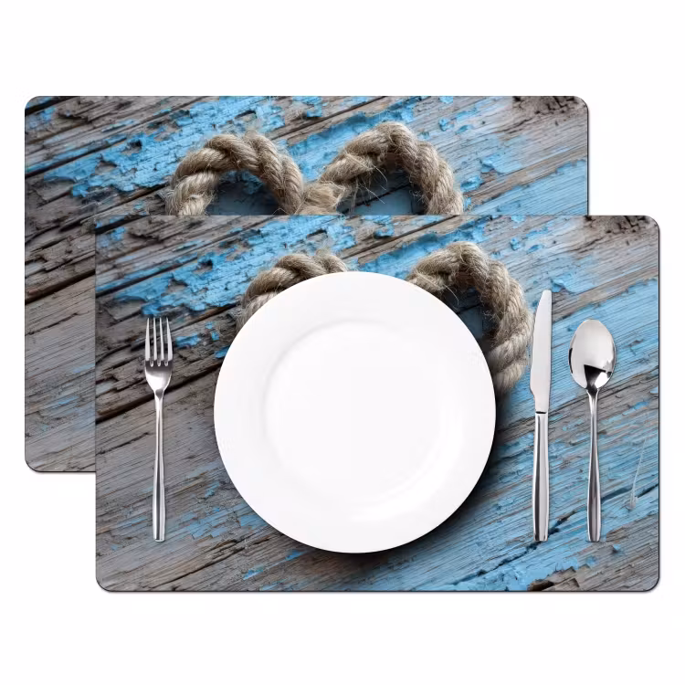 Tovaglietta in vinile - Cuore - Corda - Legno - Rustico — 2