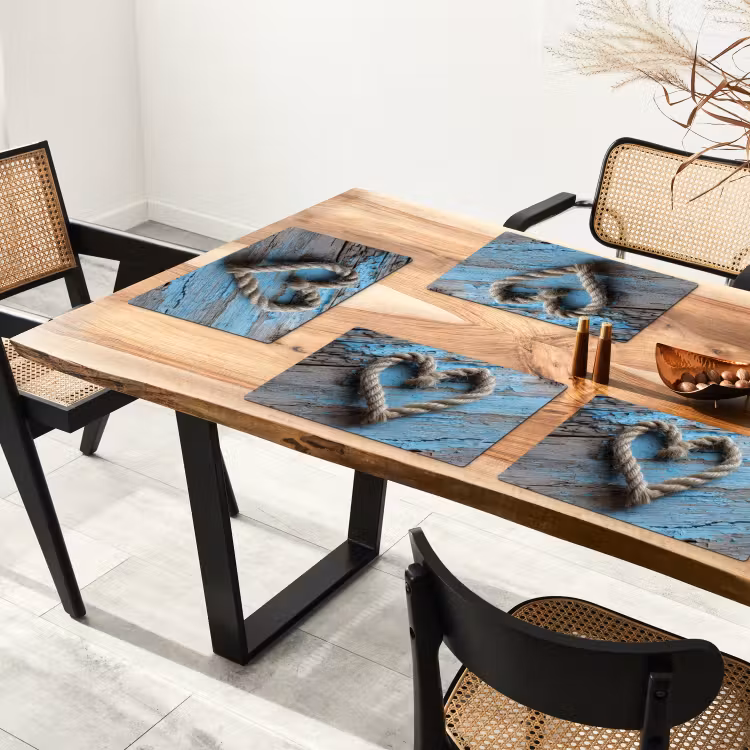 Tovaglietta in vinile - Cuore - Corda - Legno - Rustico — 4