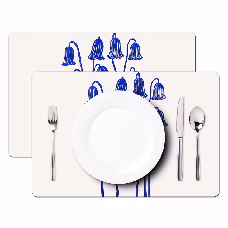 Tovaglietta in vinile - Fiori - Blu - Linee - Petali — 2