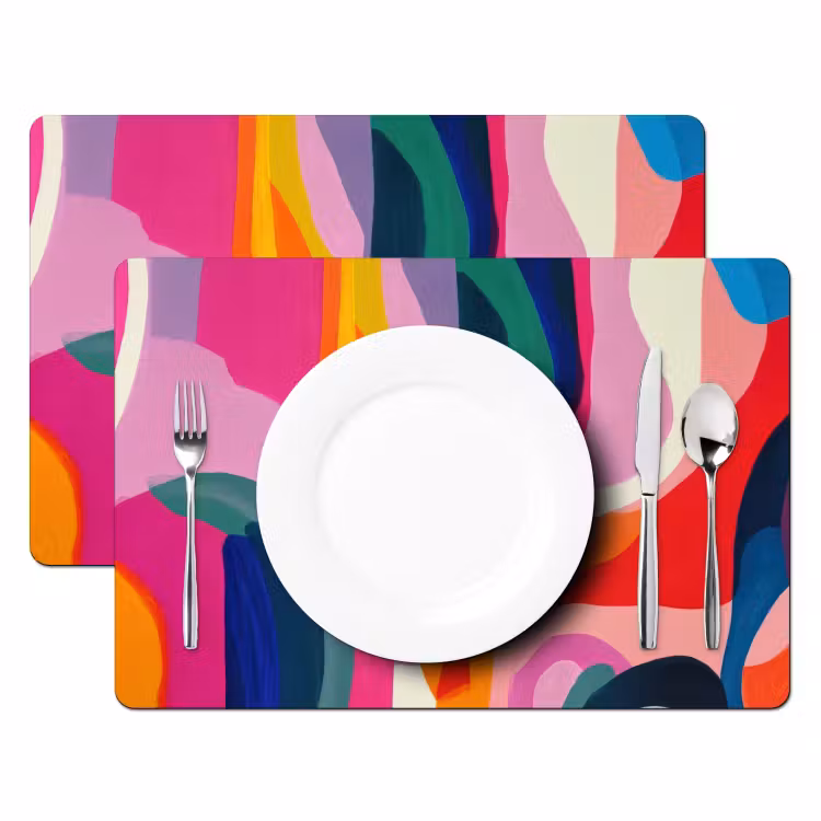 Tovaglietta in vinile - Forme - Ondulate - Astratte - Rosa brillante — 2
