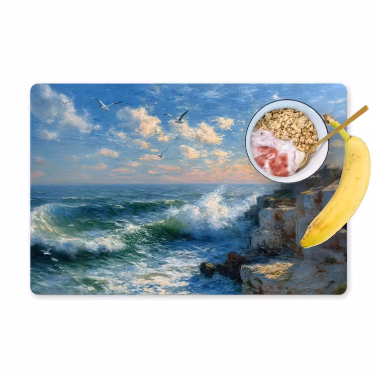 Tovaglietta in vinile - Mare - Onde - Rocce - Gabbiani — 1
