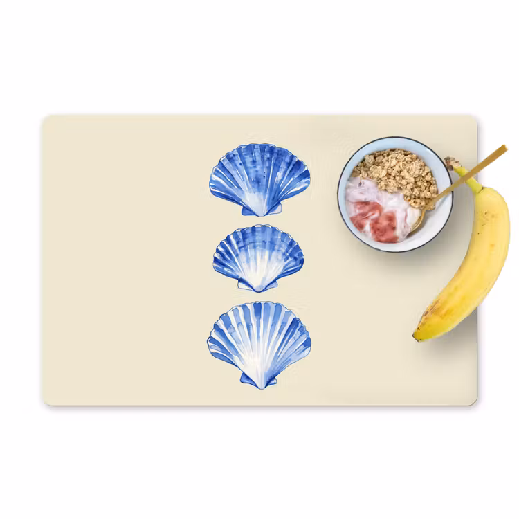 Tovaglietta in vinile - Conchiglie - Blu - Beige — 1
