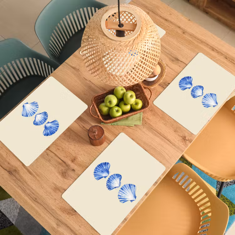 Tovaglietta in vinile - Conchiglie - Blu - Beige — 3