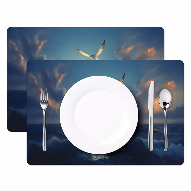 Tovaglietta in vinile - Gabbiani - Mare - Nuvole - Blu — 2