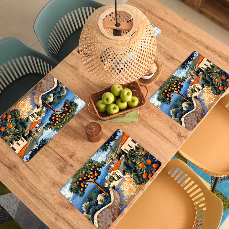 Tovaglietta in vinile - Case - Mosaico - Aranci - Mare — 3