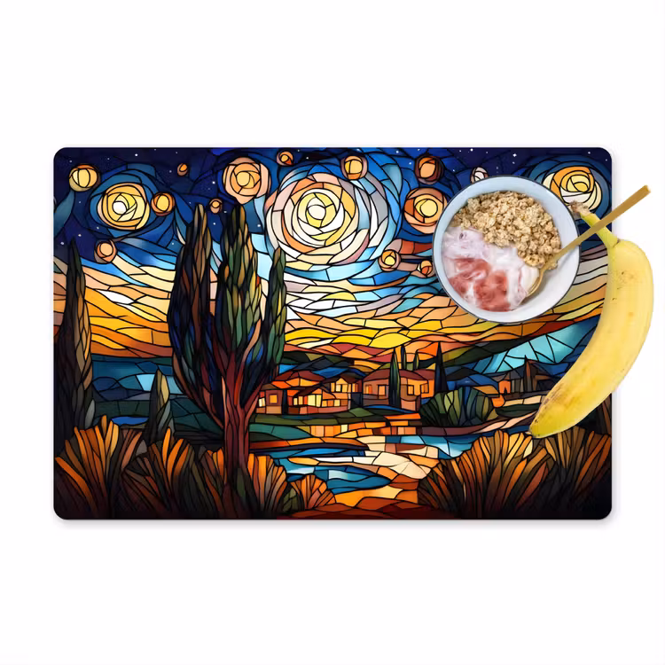 Tovaglietta in vinile - Cielo - Stelle - Mosaico - Case — 1