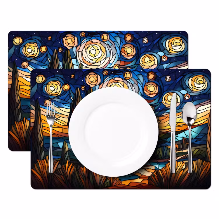 Tovaglietta in vinile - Cielo - Stelle - Mosaico - Case — 2