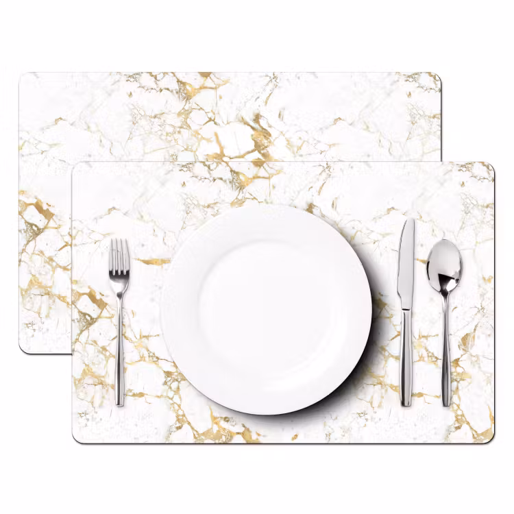 Tovaglietta in vinile - Bianco - Marmo - Lusso - Oro — 2