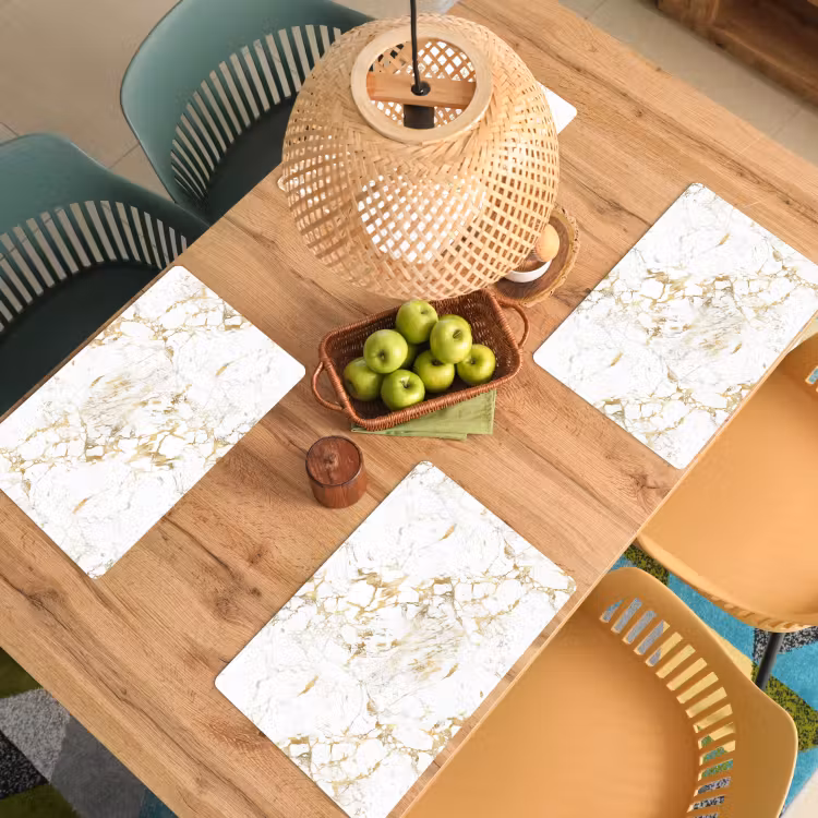 Tovaglietta in vinile - Bianco - Marmo - Lusso - Oro — 3