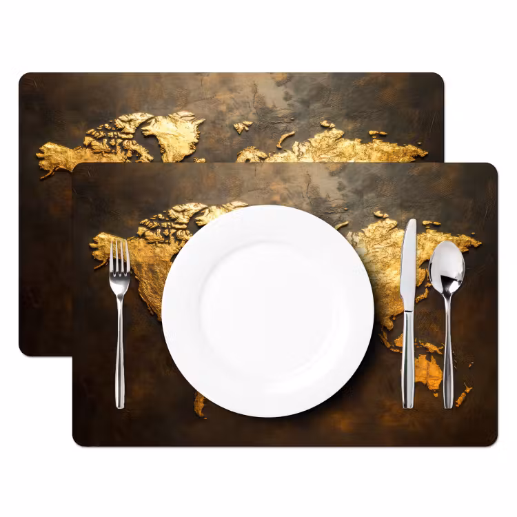 Tovaglietta in vinile - Mappa del mondo - Oro - Ruggine — 2