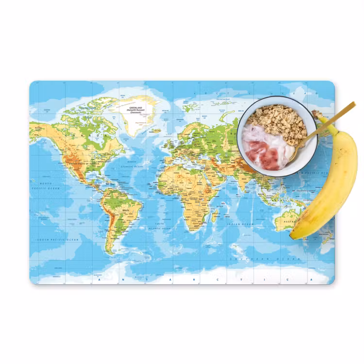 Tovaglietta in vinile - Mappa del mondo - Statistica - Blu - Terra - Didattica — 1