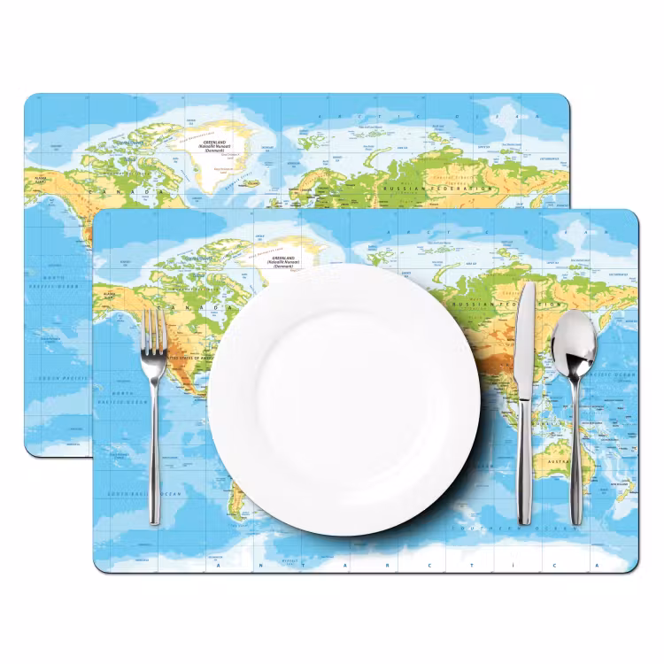 Tovaglietta in vinile - Mappa del mondo - Statistica - Blu - Terra - Didattica — 2