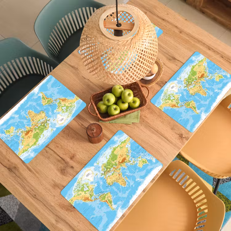 Tovaglietta in vinile - Mappa del mondo - Statistica - Blu - Terra - Didattica — 3