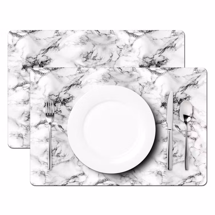 Tovaglietta in vinile - Marmo - Nero - Drammatico - Bianco — 2