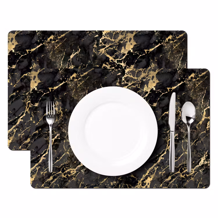 Tovaglietta in vinile - Marmo - Nero - Struttura oro — 2