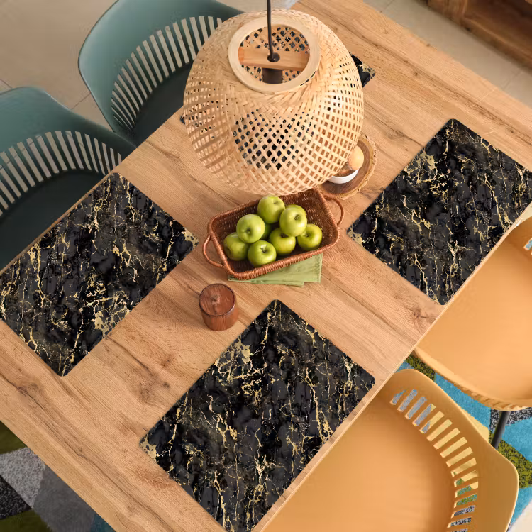 Tovaglietta in vinile - Marmo - Nero - Struttura oro — 3
