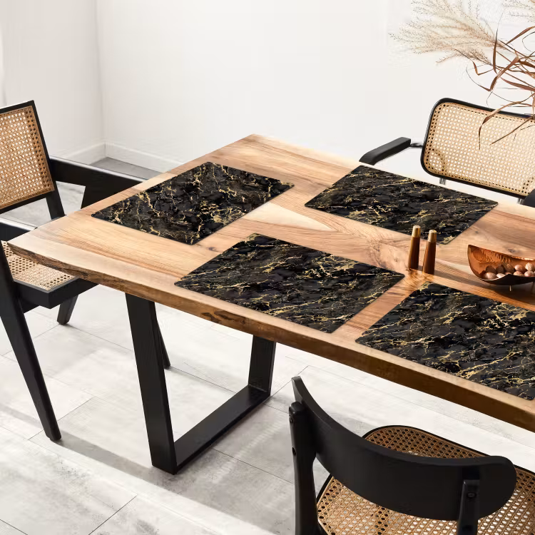 Tovaglietta in vinile - Marmo - Nero - Struttura oro — 4
