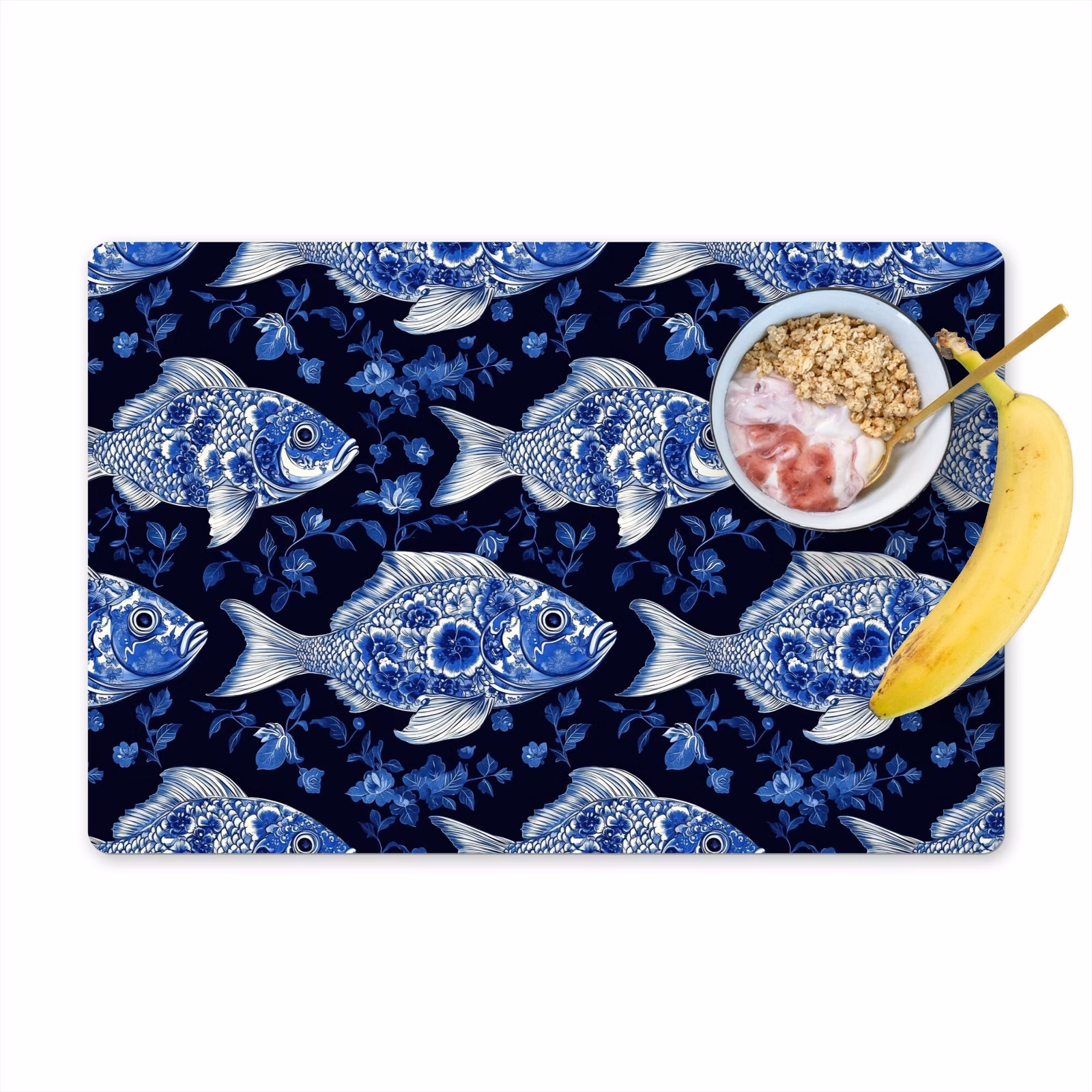 Tovaglietta – 6 pezzi - Pesci - Fiori - Blu — 1