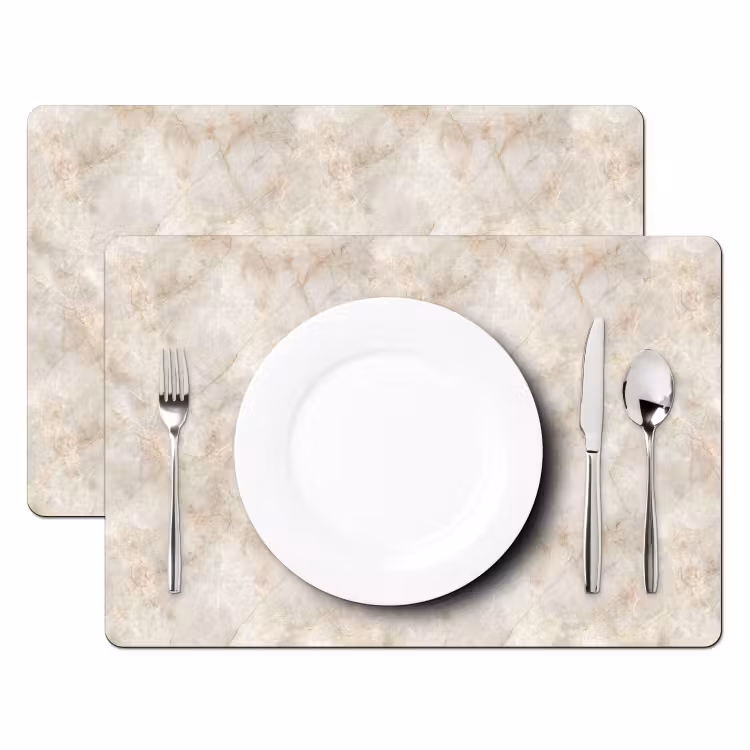 Tovaglietta – 6 pezzi - Beige chiaro - Venature marrone dorato - Marmo — 2