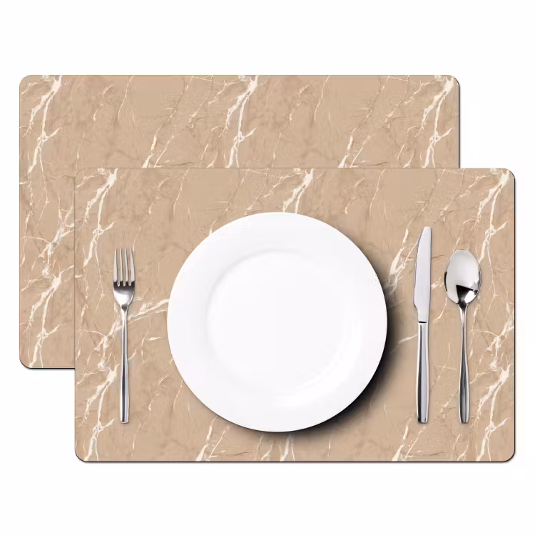 Tovaglietta – 6 pezzi - Beige - Marmo - Organico - Bianco — 2