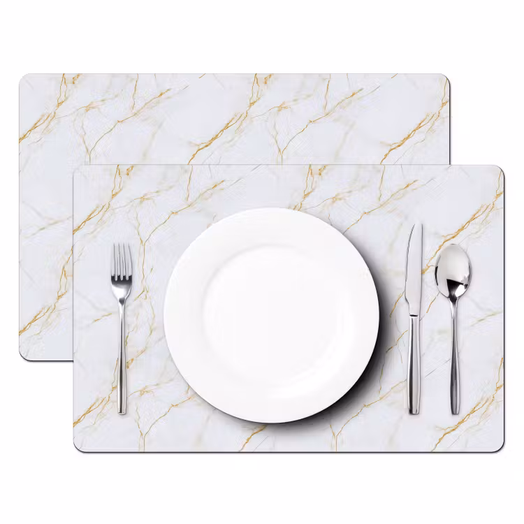 Tovaglietta – 6 pezzi - Bianco - Marmo - Oro - Lussuoso — 2