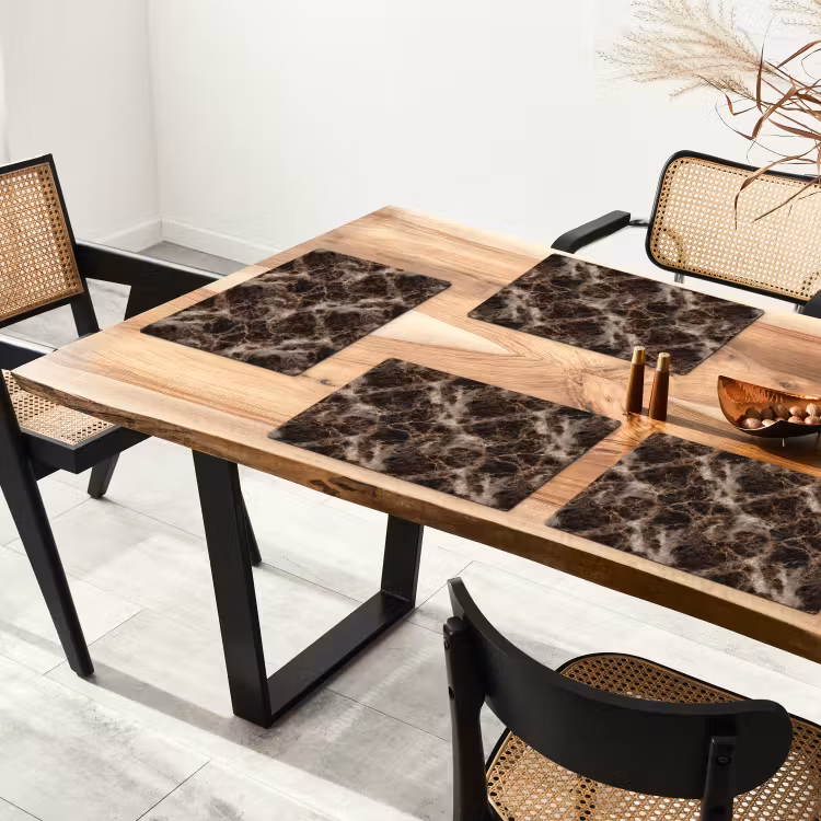 Tovaglietta – 6 pezzi - Marrone - Oro - Marmo — 4