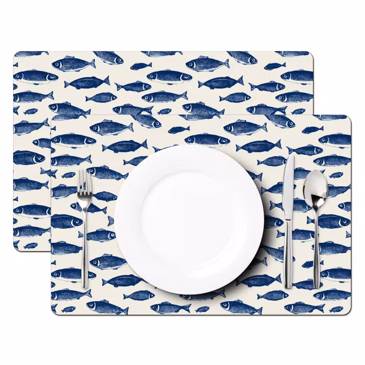 Tovaglietta – 6 pezzi - Pesce - Motivo - Blu - Bianco — 2