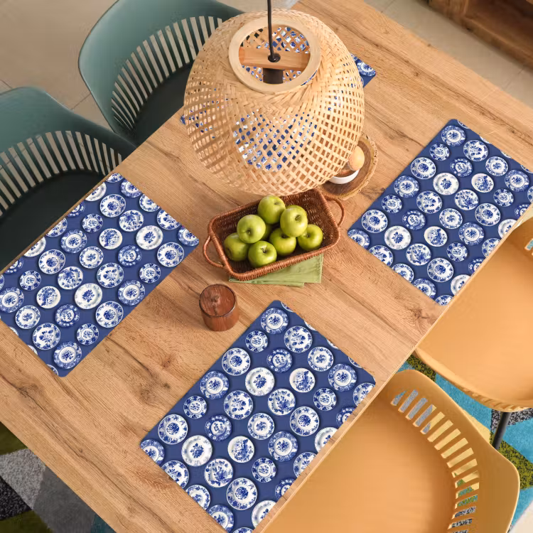 Tovaglietta – 6 pezzi - Piatti - Floreale - Blu — 3