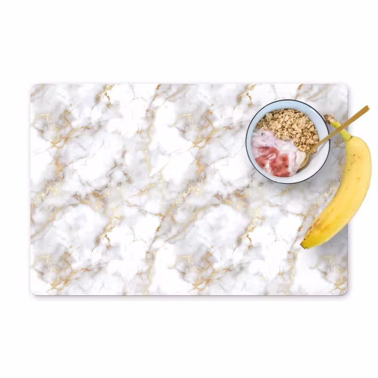 Tovaglietta – 6 pezzi - Venature dorate - Marmo - Bianco — 1