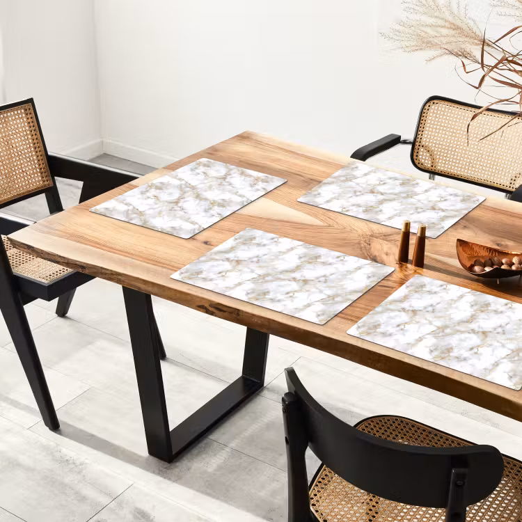 Tovaglietta – 6 pezzi - Venature dorate - Marmo - Bianco — 4