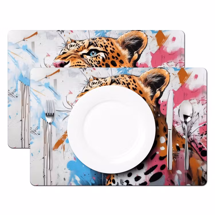 Tovaglietta in vinile - Astratto - Leopardo - Colorato — 2