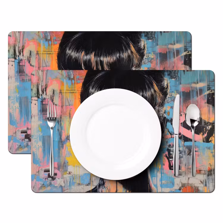 Tovaglietta in vinile - Gomma da masticare - Donna - Pennellate - Moderno — 2