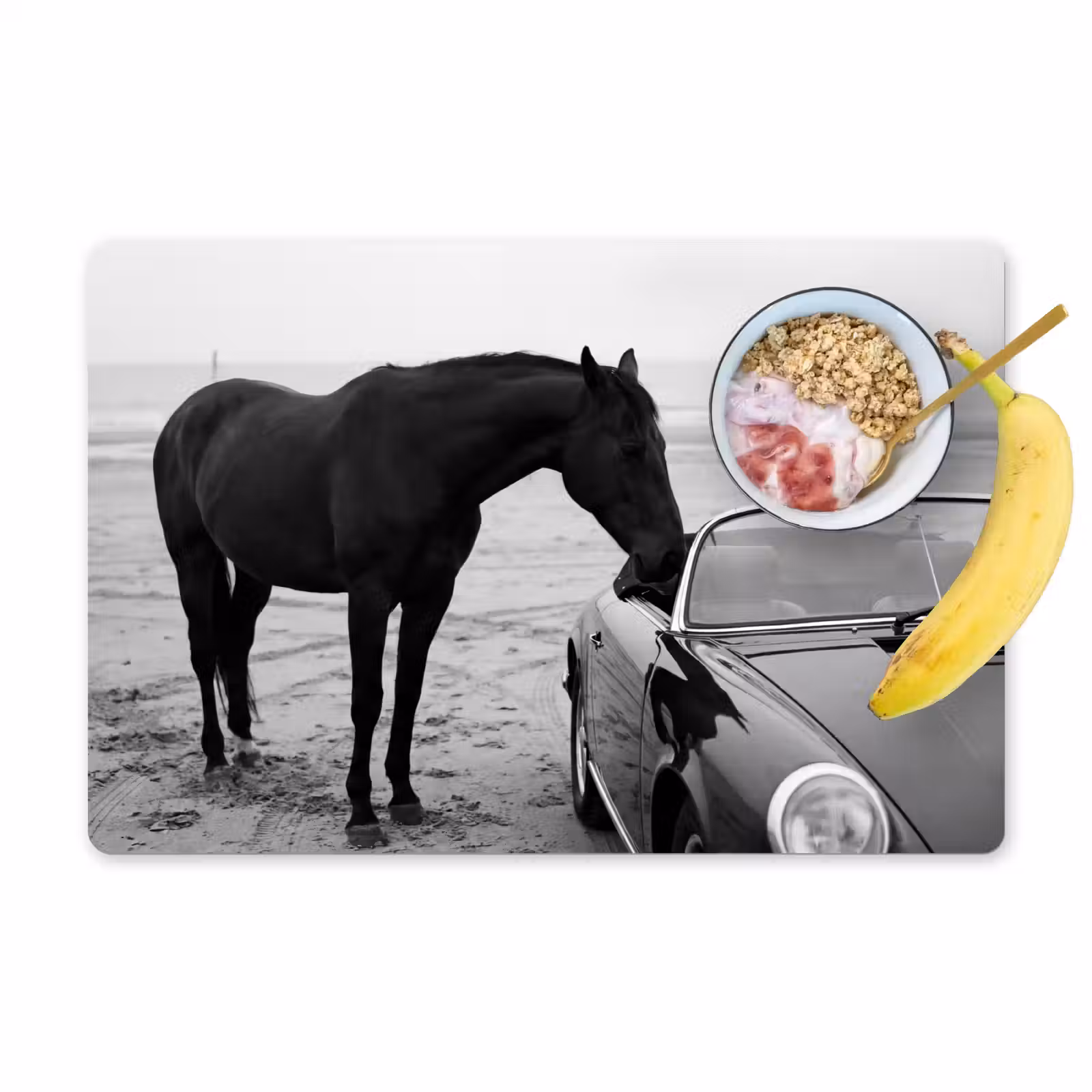 Tovaglietta – 6 pezzi - Cavallo - Auto - Nero - Bianco — 1
