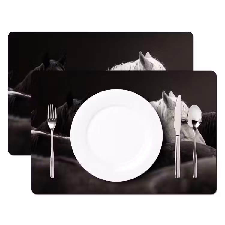 Tovaglietta – 6 pezzi - Cavalli - Nero - Bianco - Branco — 2