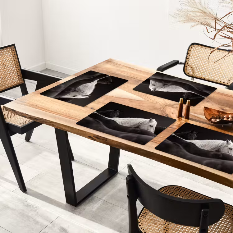 Tovaglietta – 6 pezzi - Cavalli - Nero - Bianco - Branco — 4