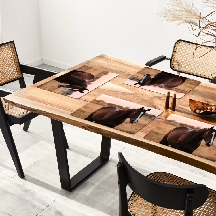 Tovaglietta – 6 pezzi - Cavallo - Tramonto - Marrone — 4