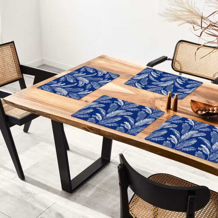 Tovaglietta – 6 pezzi - Foglia - Palma - Blu — 4