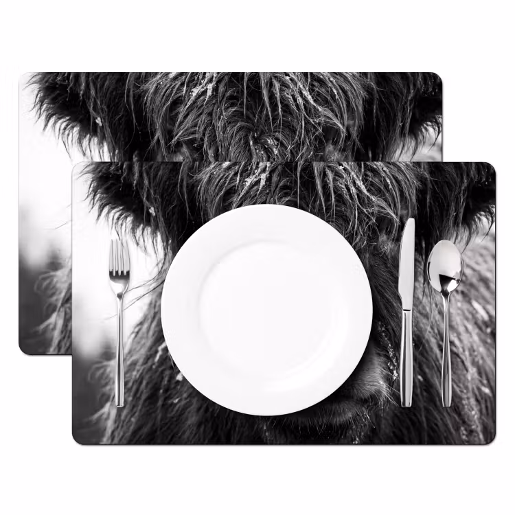 Tovaglietta – 6 pezzi - Highlander scozzese - Nero - Bianco - Fiocchi di neve — 2