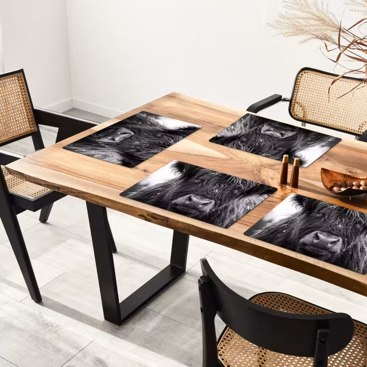 Tovaglietta – 6 pezzi - Highlander scozzese - Nero - Bianco - Fiocchi di neve — 4